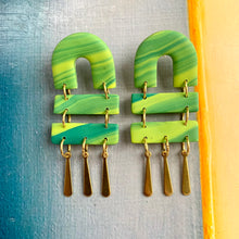 Load image into Gallery viewer, The Amelia | Green Marbled Statement Earrings