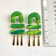 Load image into Gallery viewer, The Amelia | Green Marbled Statement Earrings