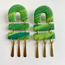 Load image into Gallery viewer, The Amelia | Green Marbled Statement Earrings