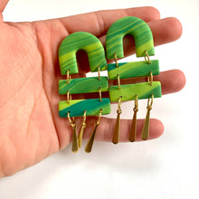 Load image into Gallery viewer, The Amelia | Green Marbled Statement Earrings