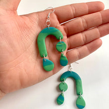 Load image into Gallery viewer, The Mara | Green Arch Teardrop Earrings