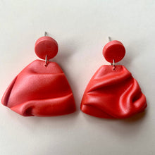 Load image into Gallery viewer, The Ruby | Pink Silk Draped Polymer Clay Earrings