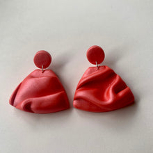 Load image into Gallery viewer, The Ruby | Pink Silk Draped Polymer Clay Earrings