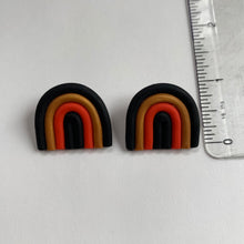 Load image into Gallery viewer, The Layla | Red, Black and Gold Rainbow Polymer Clay Arch Studs
