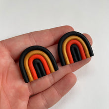 Load image into Gallery viewer, The Layla | Red, Black and Gold Rainbow Polymer Clay Arch Studs
