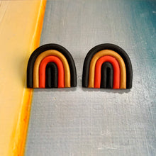 Load image into Gallery viewer, The Layla | Red, Black and Gold Rainbow Polymer Clay Arch Studs
