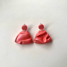 Load image into Gallery viewer, The Ruby | Pink Silk Draped Polymer Clay Earrings
