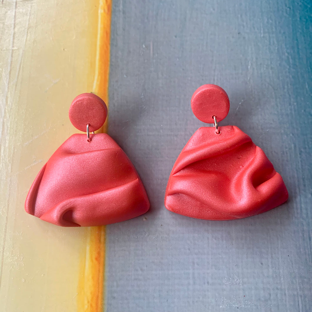 The Ruby | Pink Silk Draped Polymer Clay Earrings